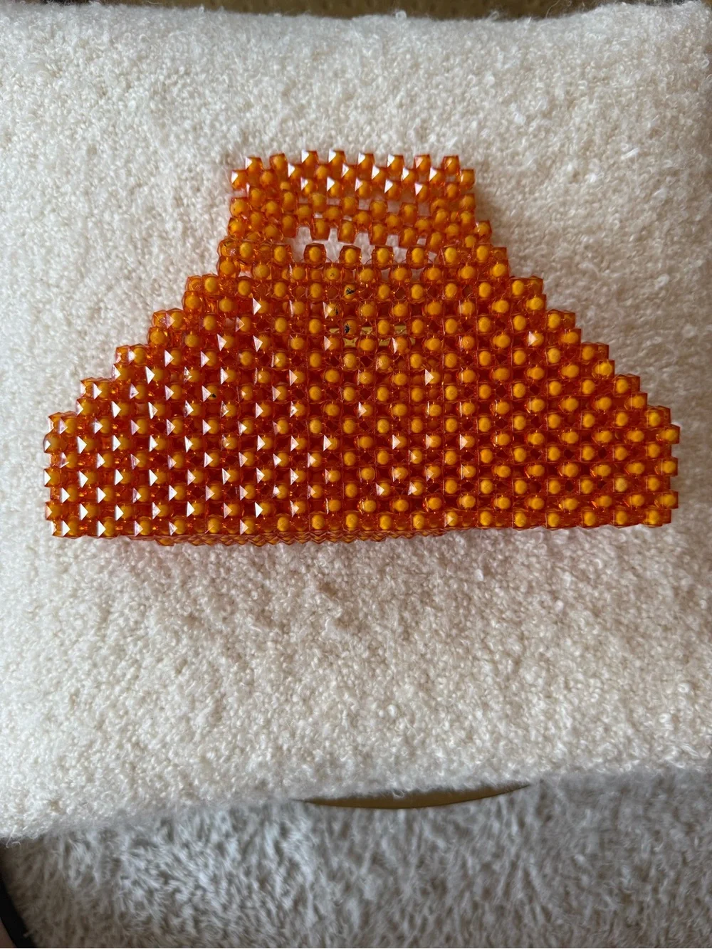 Perade Orange Acrylic Beaded Mini Bag | Handmade | Statement Handbag Clutch